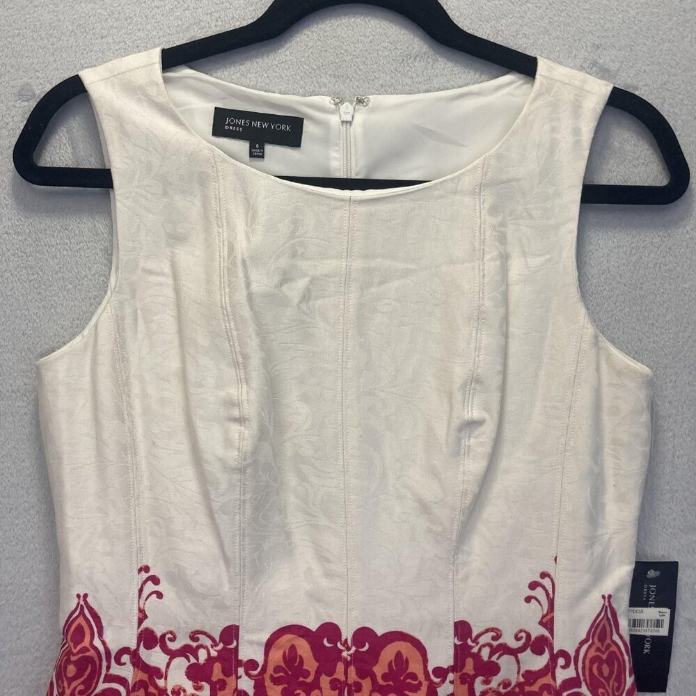 NWT A-Line Paisley Dress Womens 6 Red Pink White Sleeveless Holiday Feminine - Picture 3 of 14